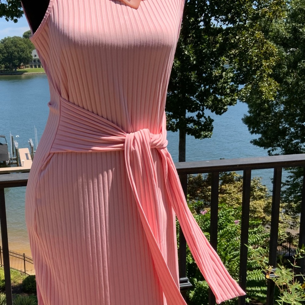 2 Sleeveless Rib MIDI Dresses (Pink and Blue) - Picture 5 of 7